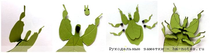выкройка богомола листик