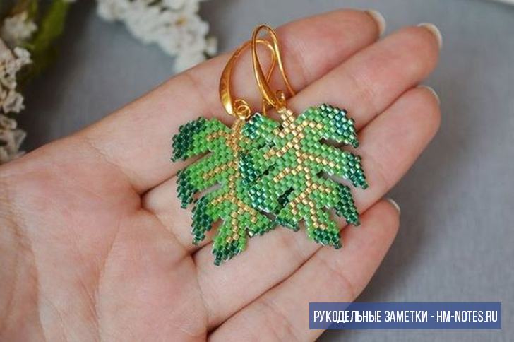 Серьги из бисера монстера как сделать